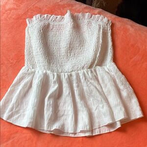 Cute White Ruffled Women's Bandeau Top